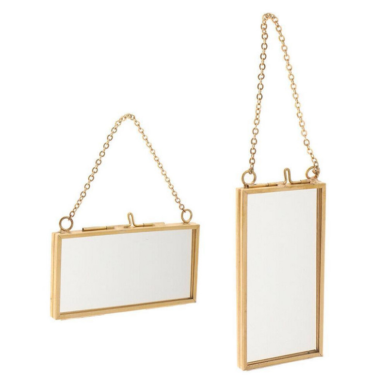 Antīks misiņa piekārts foto rāmis Metāla stikla portrets Vintage attēlu rāmju turētājs Divpusējs dāvanu bronza mājas dekorēšanai