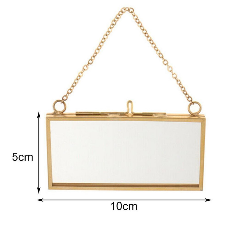 Antīks misiņa piekārts foto rāmis Metāla stikla portrets Vintage attēlu rāmju turētājs Divpusējs dāvanu bronza mājas dekorēšanai