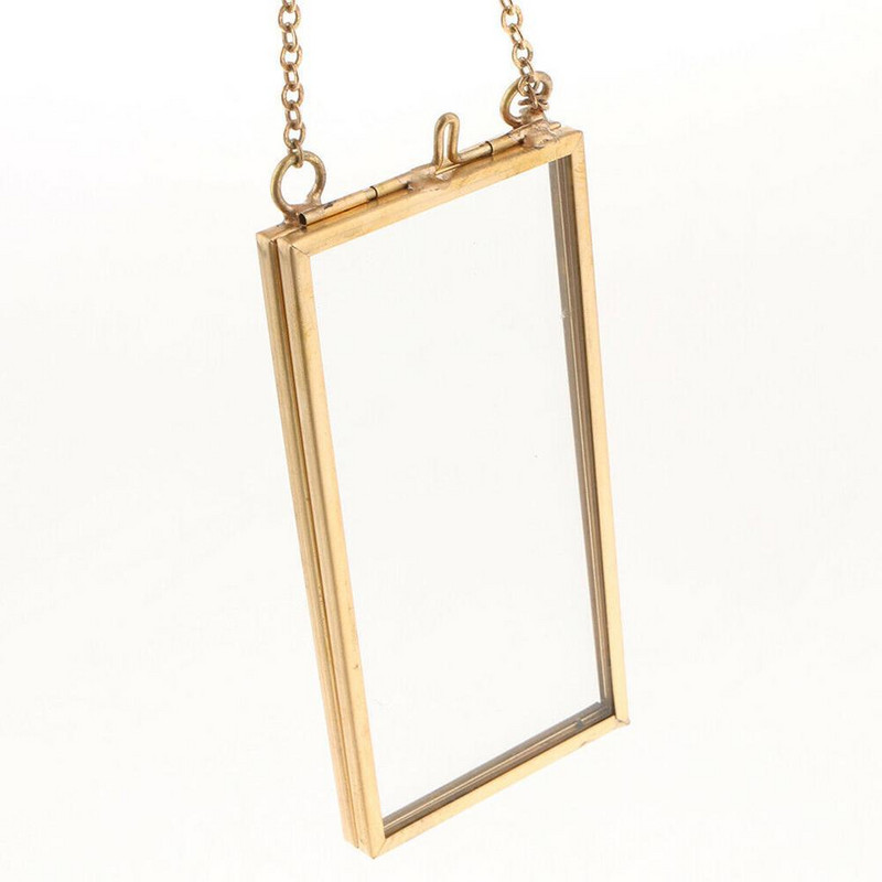 Antīks misiņa piekārts foto rāmis Metāla stikla portrets Vintage attēlu rāmju turētājs Divpusējs dāvanu bronza mājas dekorēšanai