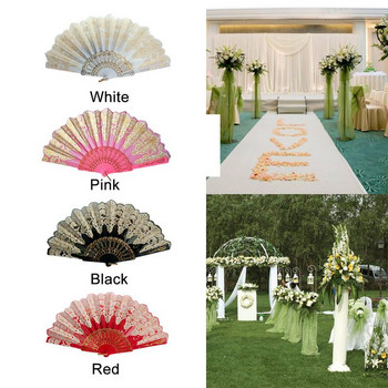 Βεντιλατέρ γάμου Ισπανικού στιλ Μεταξωτό ανεμιστήρα δαντέλας Πτυσσόμενος ανεμιστήρας λουλουδιών Lady Wedding Fold Fan Hand