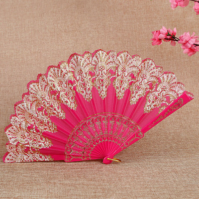 Španjolska sklopiva retro šara ručna lepeza s jednim cvijetom sklopiva lepeza za kineski ples Wing Chun lepeza plastična španjolska lepeza za žene