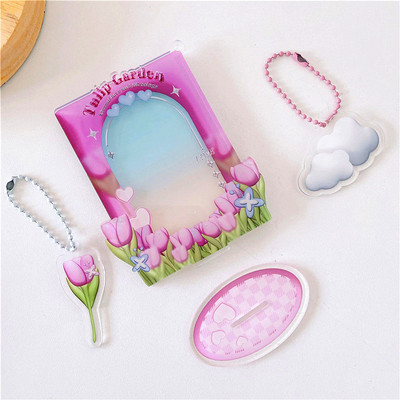 Θήκη φωτογραφιών Βάση προβολής κάρτας Χριστουγεννιάτικης κάρτας Πλαίσιο φωτογραφικής κάρτας Διακόσμηση επιφάνειας εργασίας Ακρυλικό Σειρά λουλουδιών Προστασία γλυκών φωτογραφιών