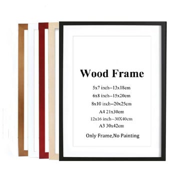 Дървена рамка за картина на платно A5 A4 A3 Дървена рамка за картина Черно бяло Розово Кафе фото рамка с подложки за стенен монтаж