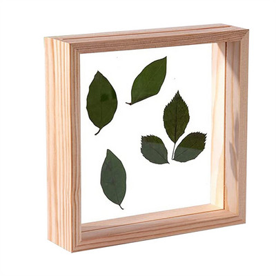 1PC koka foto rāmis Divpusējs stikla foto rāmis Mājas apdare Amatniecība Zāģu skaidas Foto rāmis Mājas Amatniecība Darba virsmas dekorēšana