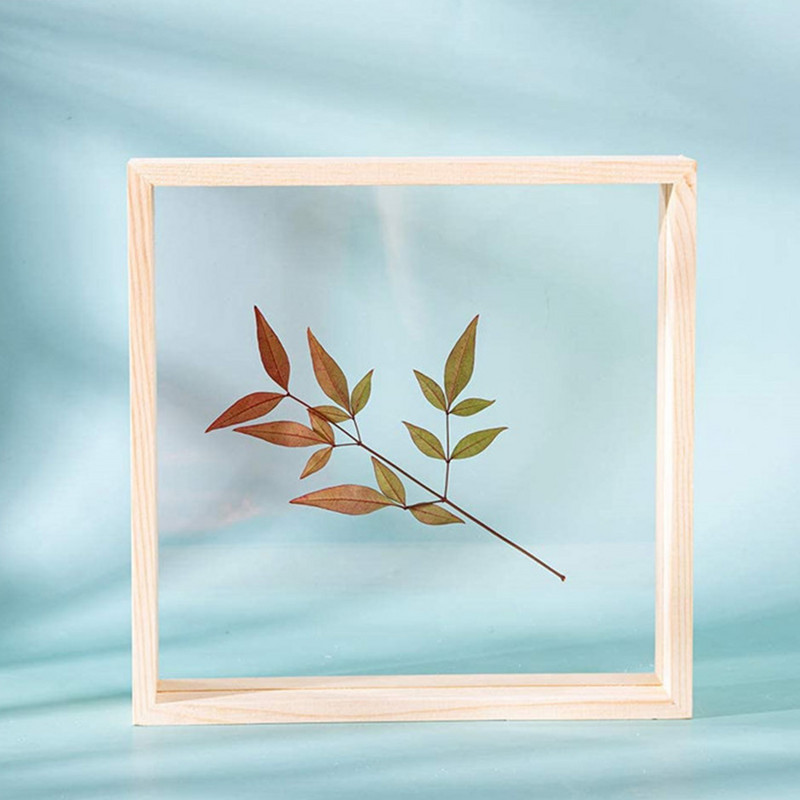 1PC koka foto rāmis Divpusējs stikla foto rāmis Mājas apdare Amatniecība Zāģu skaidas Foto rāmis Mājas Amatniecība Darba virsmas dekorēšana
