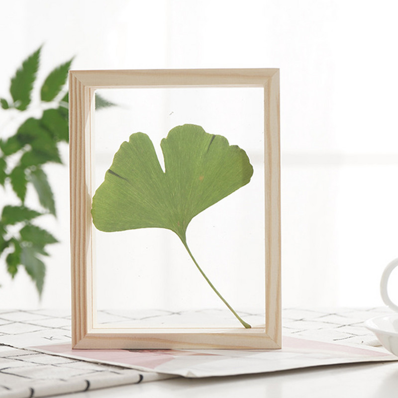 1PC koka foto rāmis Divpusējs stikla foto rāmis Mājas apdare Amatniecība Zāģu skaidas Foto rāmis Mājas Amatniecība Darba virsmas dekorēšana