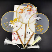 Modes ķīniešu stila koka roktura ventilatora izšuvumi puķu meitenei dāvana pārnēsājami mājas dekori Roku ventilatori Amatniecība deju ventilators