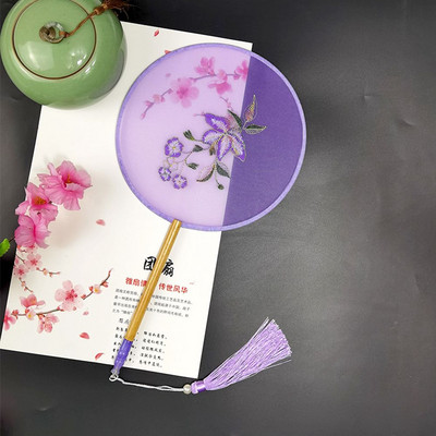 Modes ķīniešu stila koka roktura ventilatora izšuvumi puķu meitenei dāvana pārnēsājami mājas dekori Roku ventilatori Amatniecība deju ventilators