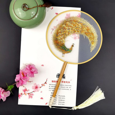 Modes ķīniešu stila koka roktura ventilatora izšuvumi puķu meitenei dāvana pārnēsājami mājas dekori Roku ventilatori Amatniecība deju ventilators