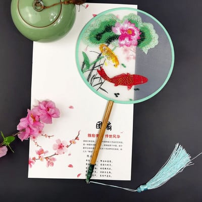 Modes ķīniešu stila koka roktura ventilatora izšuvumi puķu meitenei dāvana pārnēsājami mājas dekori Roku ventilatori Amatniecība deju ventilators