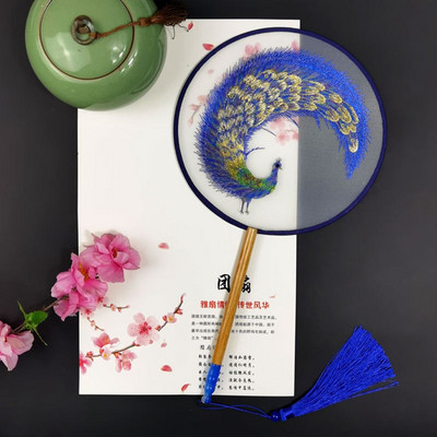 Modes ķīniešu stila koka roktura ventilatora izšuvumi puķu meitenei dāvana pārnēsājami mājas dekori Roku ventilatori Amatniecība deju ventilators