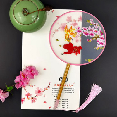 Modes ķīniešu stila koka roktura ventilatora izšuvumi puķu meitenei dāvana pārnēsājami mājas dekori Roku ventilatori Amatniecība deju ventilators