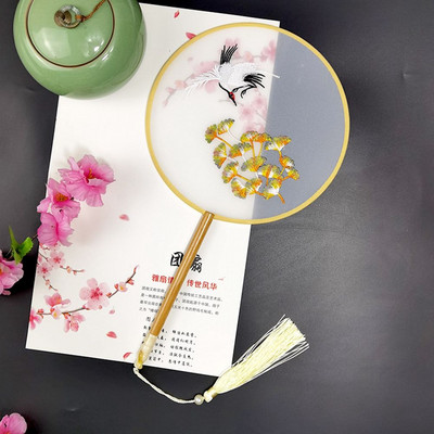 Modes ķīniešu stila koka roktura ventilatora izšuvumi puķu meitenei dāvana pārnēsājami mājas dekori Roku ventilatori Amatniecība deju ventilators