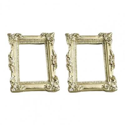 2PC Квадратна ретро флорална рамка за снимки Настолна мини рамка за снимки Смола Орнамент Малък бароков държач за снимки Подарък Сватбен домашен декор