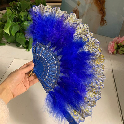 Pulmasulgedest käsitsi lehvik Käsitsi valmistatud Hispaania pitsist sulgedest lehvikud pulmapeole kingituseks Hiina luksuslik pulmakaunistus