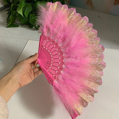 Pulmasulgedest käsitsi lehvik Käsitsi valmistatud Hispaania pitsist sulgedest lehvikud pulmapeole kingituseks Hiina luksuslik pulmakaunistus