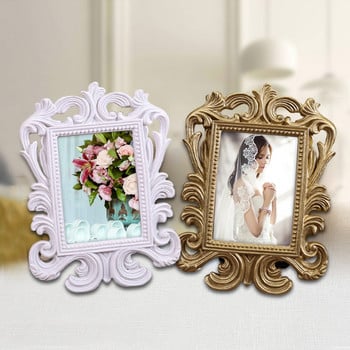 Ретро флорална рамка за снимки Елипсовидна настолна рамка за снимки Орнамент Малък бароков държач за снимки Подпора за снимки Сватбен домашен декор Подарък
