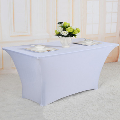 Kāzu augstas stiepes balts galdauts skaistumkopšanas masāžas elastīgais gultas pārklājs viesnīcas dzimšanas dienas galda pārklājs taisnstūrveida galdauts
