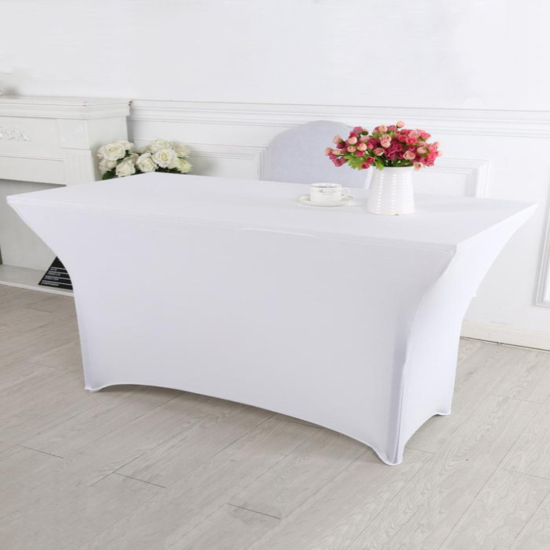 Kāzu augstas stiepes balts galdauts skaistumkopšanas masāžas elastīgais gultas pārklājs viesnīcas dzimšanas dienas galda pārklājs taisnstūrveida galdauts