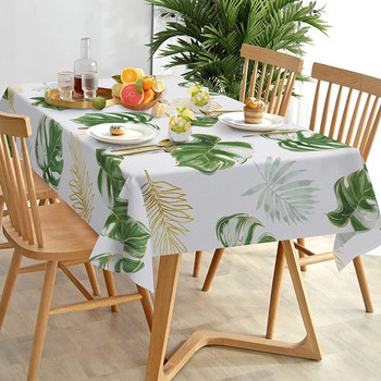 Летни тропически палмови листа Правоъгълна покривка Сватбена украса Водоустойчив плат Калъф за маса за Кухня Декорация на маса за хранене