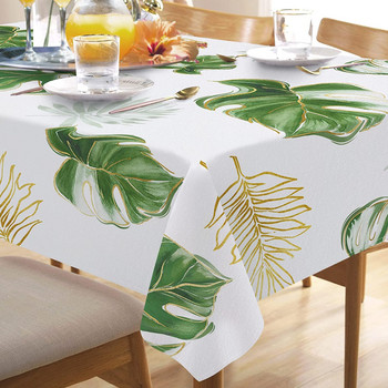Летни тропически палмови листа Правоъгълна покривка Сватбена украса Водоустойчив плат Калъф за маса за Кухня Декорация на маса за хранене
