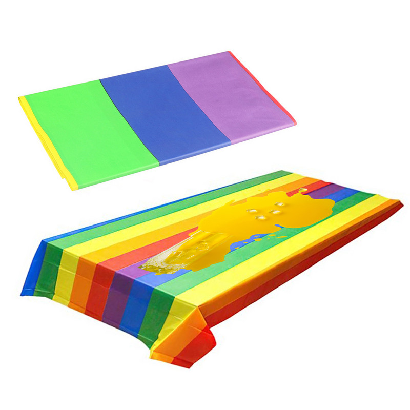 Vasaras jauna stila varavīksnes galdauts pusdienu galda pārklājuma audums ballītēm piknikam kempingam āra vienreiz lietojams ūdensnecaurlaidīgs galda pārklājs