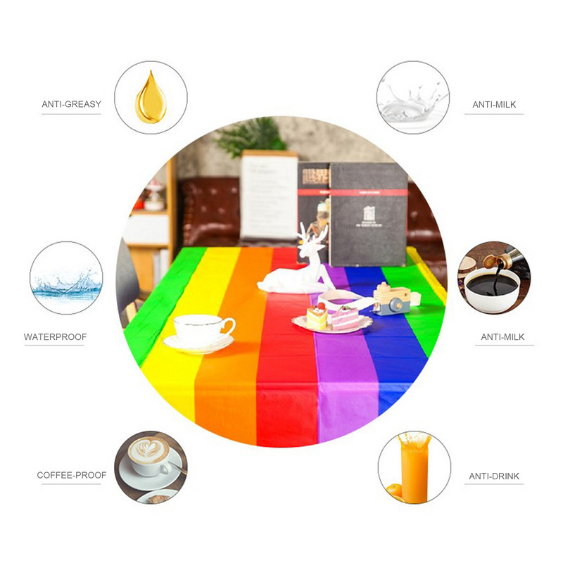 Vasaras jauna stila varavīksnes galdauts pusdienu galda pārklājuma audums ballītēm piknikam kempingam āra vienreiz lietojams ūdensnecaurlaidīgs galda pārklājs