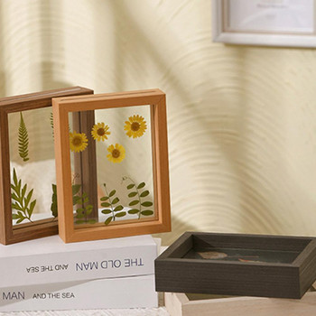6/8-инчова дървена двустранна рамка за екземпляри от стъклени растения Дървена рамка за снимки, цветни фоторамки, прозрачни V3d4