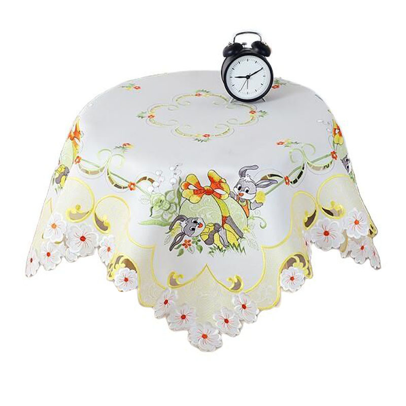 Mini satīna Lieldienu zaķa olas Izšūti galda pārklājs auduma dvielis virtuves pusdienu kafijas galdauts ballītes mājas dekors