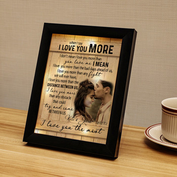 Персонализирана дървена рамка за снимки Персонализирана снимка/име/дата с 10 LED нощна лампа за деца Сватбени подаръци за приятелката на съпругата