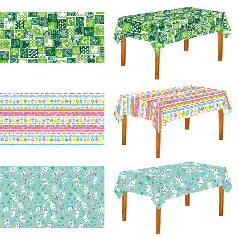 Vienreizlietojamais PET galdauts Lieldienu galdauts Mode Viegli tīrāms Viegls noformējums Rūtains galda pārsega dekors