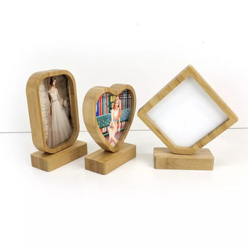 Сублимационна празна бамбукова рамка за снимки с магнитна стойка 4 стила Занаяти Коледни подаръци Десктоп Decorat за персонализиран дизайн
