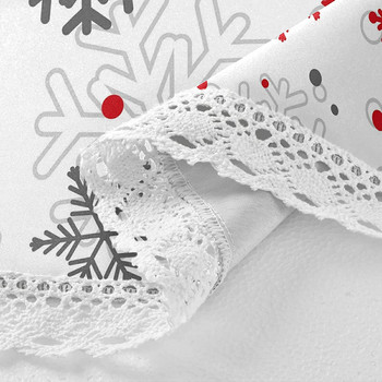 Коледни снежинки кръгла покривка 60 инча полиестерна покривка за маса Декоративна покривка за маса за коледно сватбено тържество Банкет