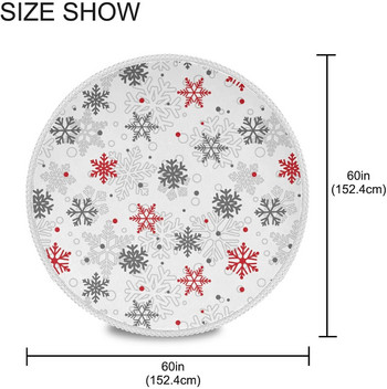 Коледни снежинки кръгла покривка 60 инча полиестерна покривка за маса Декоративна покривка за маса за коледно сватбено тържество Банкет