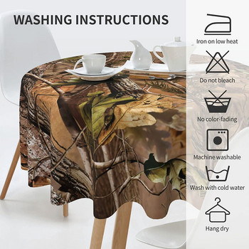 Ловна камуфлажна кръгла покривка 60-инчова миеща се покривка за маса Вътрешна външна за декорация на маса за хранене