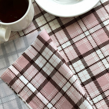 Корейски Ins Pink Stripe Grid Кръгла покривка Прост стил Фон Начало Декор Покривало за маса за чай Покривка за маса за хранене Подпори за снимки