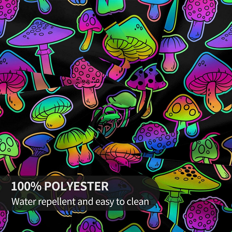 Galdauts Sēņu Magic Trippy apaļš 60 collu galda pārklājs Poliestera traipu un grumbu izturīgs galdauts virtuves ēdināšanai