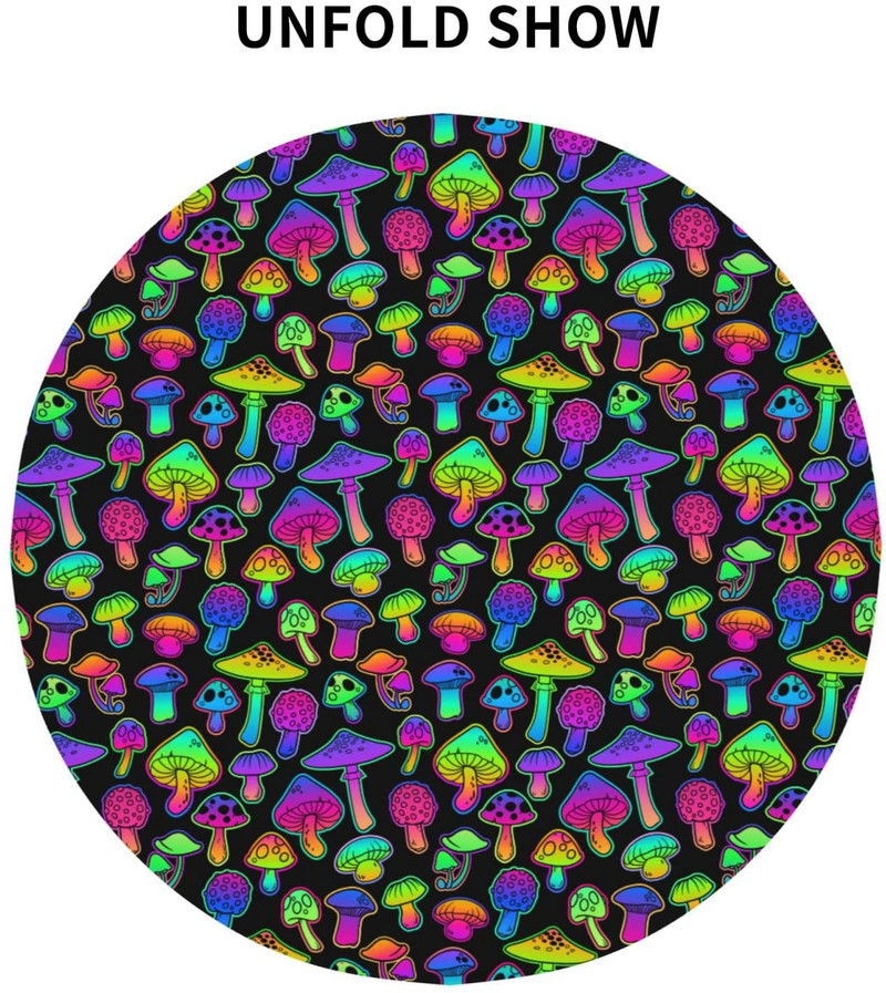 Galdauts Sēņu Magic Trippy apaļš 60 collu galda pārklājs Poliestera traipu un grumbu izturīgs galdauts virtuves ēdināšanai