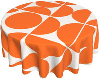 Gadsimta vidus mūsdienu ģeometriski oranžas mākslas apdrukas galdauts, apaļš galdauts, galdauts virtuvei ēdamistabai brīvdienu piknikam