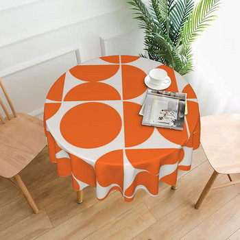 Модерна геометрична оранжева художествена щампа от средата на века Покривка за маса Кръгли покривки Покривка за маса за кухня Трапезария Патио Празничен пикник