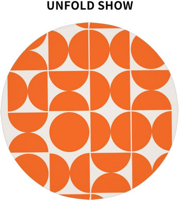 Модерна геометрична оранжева художествена щампа от средата на века Покривка за маса Кръгли покривки Покривка за маса за кухня Трапезария Патио Празничен пикник