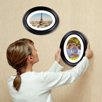 Рамка Картина Овални рамки за стена за снимки Дървени висящи инструменти за декориране на дома Декорация Дисплей Дървен кръгъл класически декор Колаж