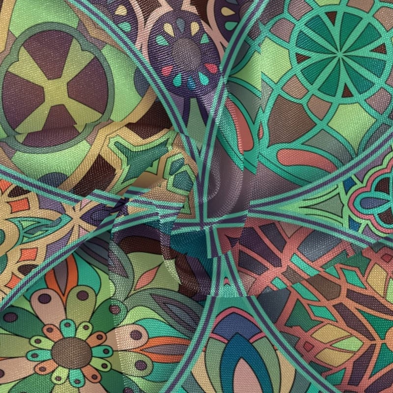 Mandala kültéri kerek asztalterítő 60`` vízálló poliészter terítő esernyőlyukkal és cipzárral a háztáji parti BBQ dekorációhoz