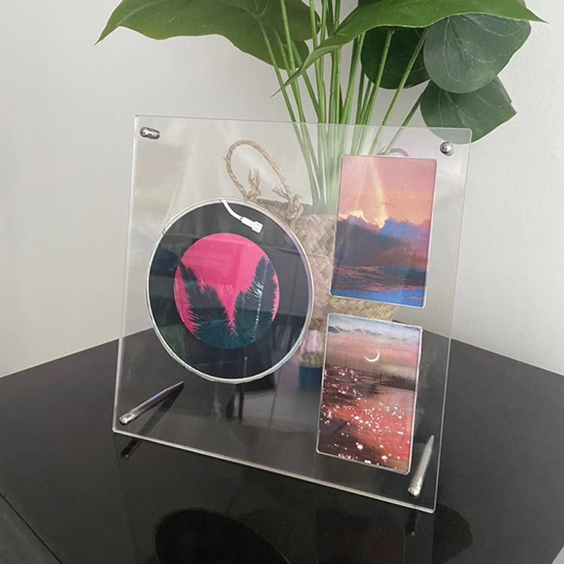 Akrüülist pildiraam pildiraam Kpop Idol fotokaardi hoidja CD albumi raam Kuvaraam lauaarvuti kujundusega pildiraam