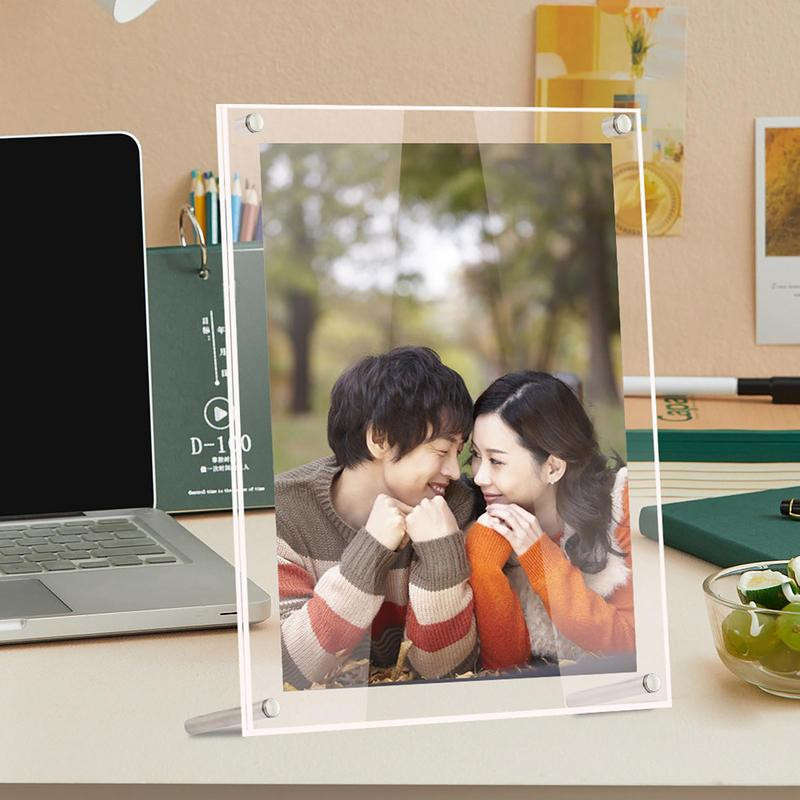 Átlátszó képkeret akril képkeret átlátszó fotókártya tartó poszter bizonyítvány kijelző állvány Otthoni asztali dísz