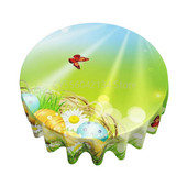 Head ülestõusmispüha Ümmargune laudlina lihavõttemunad muru laudlina kate Pestav polüester Dekoratiiv puhkemaja peopikniku jaoks