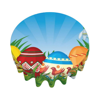 Head ülestõusmispüha Ümmargune laudlina lihavõttemunad muru laudlina kate Pestav polüester Dekoratiiv puhkemaja peopikniku jaoks