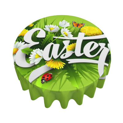 Head ülestõusmispüha Ümmargune laudlina lihavõttemunad muru laudlina kate Pestav polüester Dekoratiiv puhkemaja peopikniku jaoks