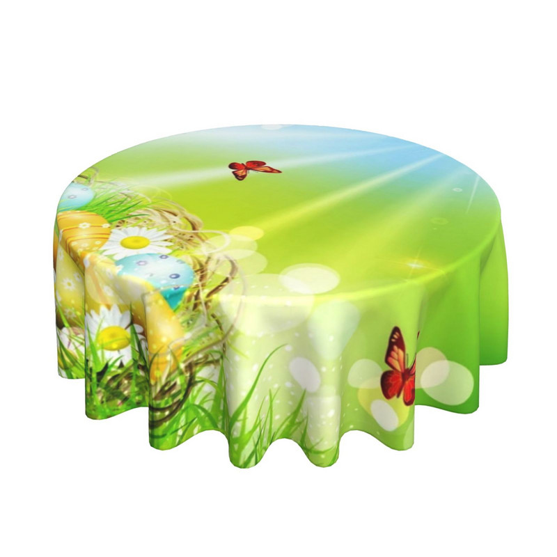 Head ülestõusmispüha Ümmargune laudlina lihavõttemunad muru laudlina kate Pestav polüester Dekoratiiv puhkemaja peopikniku jaoks