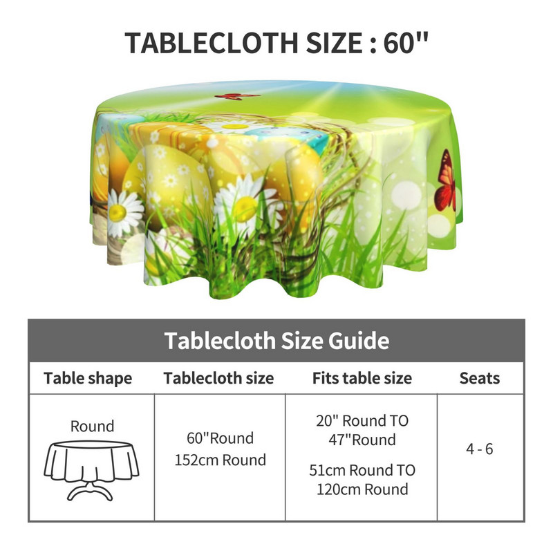 Head ülestõusmispüha Ümmargune laudlina lihavõttemunad muru laudlina kate Pestav polüester Dekoratiiv puhkemaja peopikniku jaoks